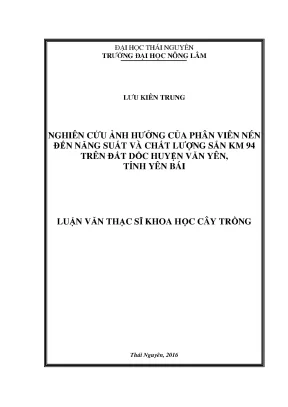 Luận văn thạc sĩ nghiên cứu ảnh hưởng của phân viên nén đến năng suất và chất lượng sắn km94 trên đất dốc huyện văn yên tỉnh yên bái