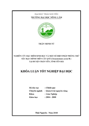 Luận văn nghiên cứu đặc điểm sinh học và một số biện pháp phòng trừ sâu hại chính trên cây quế cinnamomum cassia bl tại huyện trấn yên tỉnh yên bái