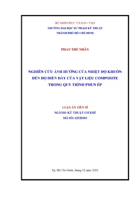 Luận án tiến sĩ kỹ thuật cơ khí nghiên cứu ảnh hưởng của nhiệt độ khuôn đến độ điền đầy của vật liệu composite trong quy trình phun ép