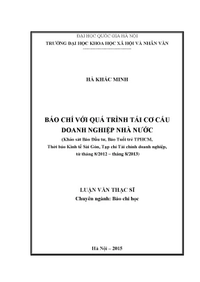 Luận văn thạc sĩ báo chí với quá trình tái cơ cấu doanh nghiệp nhà nước khảo sát báo đầu tư báo tuổi trẻ tphcm thời báo kinh tế sài gòn tạp chí tài chính doanh nghiệp từ tháng 8 2012 tháng 8 2013