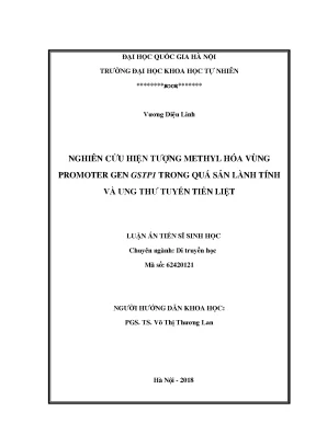 Luận án tiến sĩ sinh học nghiên cứu hiện tượng methyl hóa vùng promoter gen gstp1 trong quá sản lành tính và ung thư tuyến tiền liệt