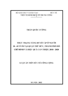 Luận án tiến sĩ thực trạng tăng huyết áp ở người 18 69 tuổi tại quận thủ đức thành phố hồ chí minh và hiệu quả can thiêp