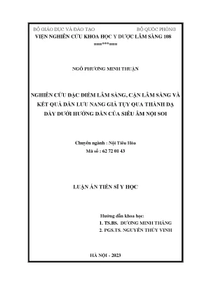Luận án tiến sĩ y học nghiên cứu đặc điểm lâm sàng cận lâm sàng và kết quả dẫn lưu nang giả tụy qua thành dạ dày dưới hướng dẫn của siêu âm nội soi