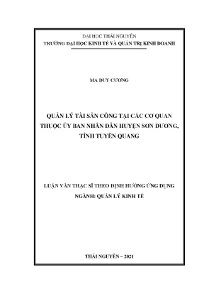 Luận văn thạc sĩ quản lý tài sản công tại các cơ quan thuộc ủy ban nhân dân huyện sơn dương tỉnh tuyên quang