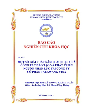 Luận văn một số giải pháp nâng cao hiệu quả công tác đào tạo và phát triển nguồn nhân lực tại công ty cổ phần taekwang vina