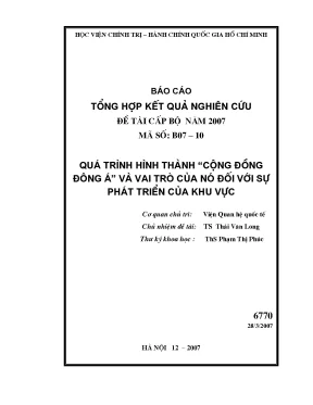 Luận văn quá trình hình thành cộng đồng đông á và vai trò của nó đối với sự phát triển của khu vực