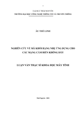 Luận văn thạc sĩ nghiên cứu về mã khối hạng nhẹ ứng dụng cho các mạng cảm biến không dây