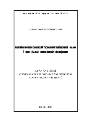 Luận án tiến sĩ triết học phát huy nhân tố con người trong phát triển kinh tế xã hội ở cộng hòa dân chủ nhân dân lào hiện nay