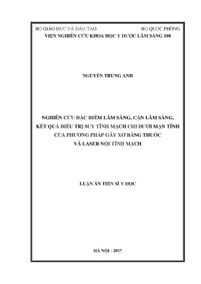 Luận án tiến sĩ nghiên cứu đặc điểm lâm sàng cận lâm sàng kết quả điều trị suy tĩnh mạch chi dưới mạn tính của phương pháp gây xơ bằng thuốc và laser nội tĩnh mạch
