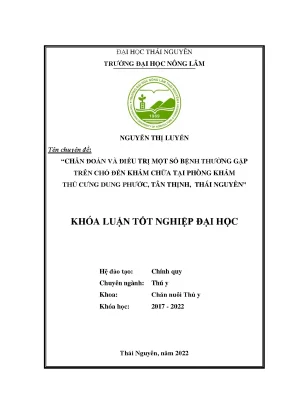 Luận văn thạc sĩ chẩn đoán và điều trị một số bệnh thường gặp trên chó đến khám chữa tại phòng khám thú cưng dung phước tân thịnh thái nguyên