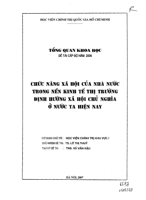 Luận văn chức năng xã hội của nhà nước trong nền kinh tế thị trường định hướng xã hội chủ nghĩa ở nước ta hiện nay