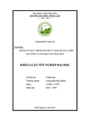 Luận văn khảo sát quy trình sơ chế và bảo quản cà rốt tại công ty cổ phần mt nhật bản