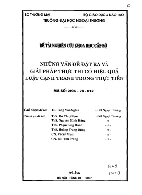 Luận văn những vấn đề đặt ra và giải pháp để thực thi có hiệu quả luật cạnh tranh trong thực tiễn
