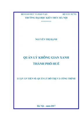 Luận án tiến sĩ quản lý không gian xanh thành phố huế
