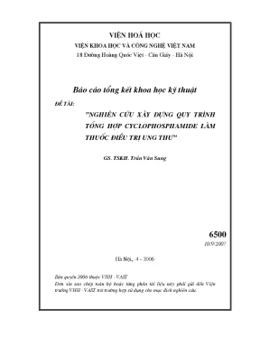 Luận văn báo cáo tổng kết khoa học kỹ thuật đề tài nghiên cứu xây dựng quy trình tổng hợp cyclophosphamide làm thuốc điều trị ung thư