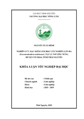 Luận văn nghiên cứu đặc điểm lâm học cây nghiến gân ba excentrodendron tonkinensis tại xã thượng nung huyện võ nhai tỉnh thái nguyên