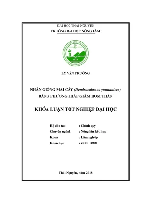 Luận văn nhân giống mai cây bằng phương pháp giâm hom thân tại trường đại học nông lâm thái nguyên