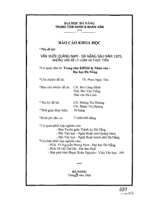 Luận văn báo cáo khoa học văn xuôi quảng nam đà nẵng sau 1975 những vấn đề lý luận và thực tiễn