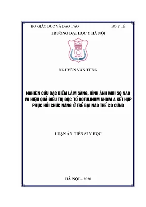 Luận án tiến sĩ nghiên cứu đặc điểm lâm sàng hình ảnh mri sọ não và hiệu quả điều trị độc tố botulinum nhóm a kết hợp phục hồi chức năng ở trẻ bại não thể co cứng