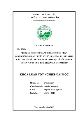 Luận văn kê khai công tác kê khai lập hồ sơ cấp giấy chứng nhận quyền sử dụng đất quyền sở hữu nhà ở và tài sản khác gắn liền với đất trên địa bàn 3 xóm tại xã tức tranh