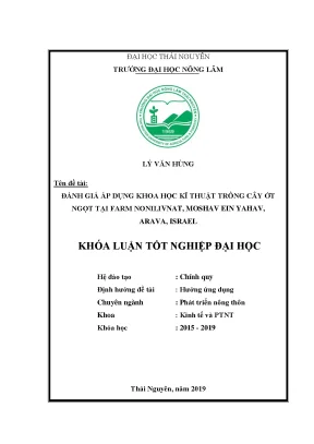 Luận văn đánh giá áp dụng khoa học kĩ thuật trồng cây ớt ngọt tại farm nonilivnat moshav ein yahav arava israel