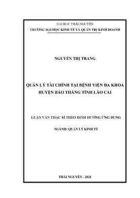 Luận văn thạc sĩ quản lý tài chính tại bệnh viện đa khoa huyện bảo thắng tỉnh lào cai