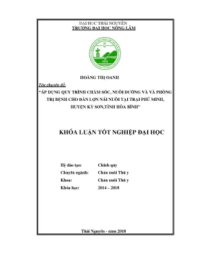 Luận văn áp dụng quy trình chăm sóc nuôi dưỡng và phòng trị bệnh cho đàn lợn nái nuôi tại trại phú minh huyện kỳ sơn tỉnh hòa bình