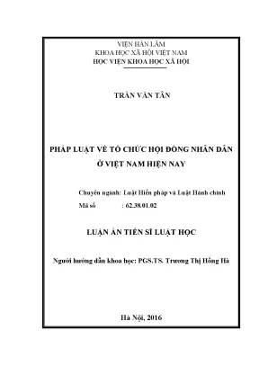 Luận án tiến sĩ pháp luật về tổ chức hội đồng nhân dân ở việt nam hiện nay