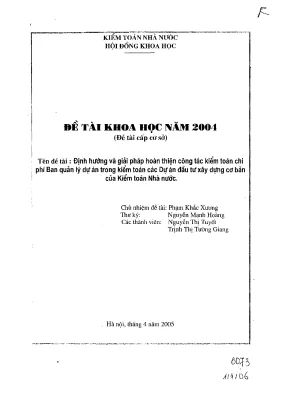Luận văn định hướng và giải pháp hoàn thiện công tác kiểm toán chi phí ban quản lý dự án trong kiểm toán các dự án đầu tư xây dựng cơ bản của kiểm toán nhà nước