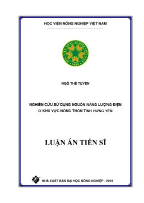 Luận án tiến sĩ nghiên cứu sử dụng nguồn năng lượng điện ở khu vực nông thôn tỉnh hưng yên