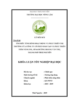 Luận văn tìm hiểu tình hình hoạt động và phát triển thị trường của công ty cổ phần đào tạo và phát triển tiềm năng psl số 66 đường hoàng văn thụ
