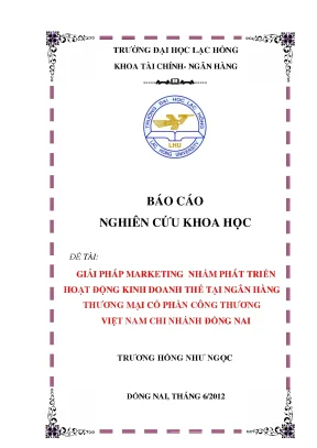Luận văn giải pháp marketing nhằm phát triển hoạt động kinh doanh thẻ tại ngân hàng thương mại cổ phần công thương việt nam chi nhánh đồng nai