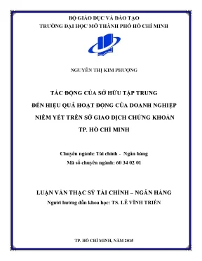 Luận văn thạc sĩ tác động của sở hữu tập trung đến hiệu quả hoạt động của doanh nghiệp niêm yết trên sở giao dịch chứng khoán tp hồ chí minh