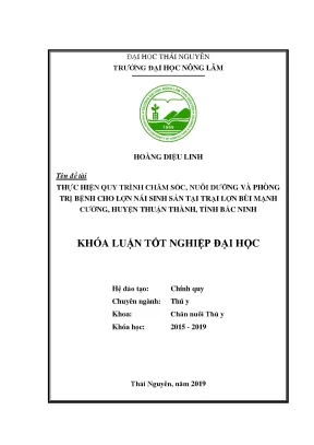 Luận văn thực hiện quy trình chăm sóc nuôi dưỡng và phòng trị bệnh cho lợn nái sinh sản tại trại lợn bùi mạnh cường huyện thuận thành tỉnh bắc ninh