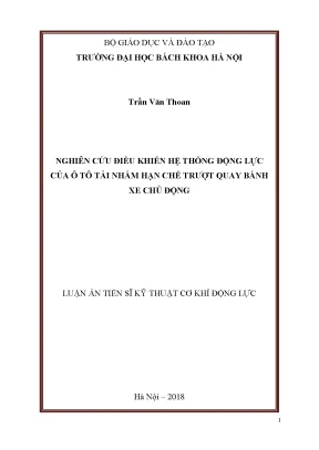 Luận án tiến sĩ nghiên cứu điều khiển hệ thống động lực của ô tô tải nhằm hạn chế trượt quay bánh xe chủ động