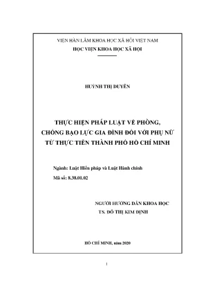 Luận văn thạc sĩ thực hiện pháp luật về phòng chống bạo lực gia đình đối với phụ nữ từ thực tiễn thành phố hồ chí minh