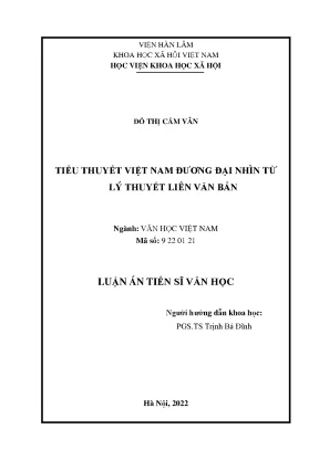 Luận án tiến sĩ tiểu thuyết việt nam đương đại nhìn từ lý thuyết liên văn bản