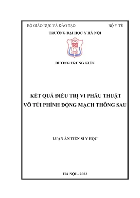 Luận án tiến sĩ kết quả điều trị vi phẫu thuật vỡ túi phình động mạch thông sau