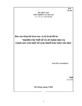 Luận văn nghiên cứu thiết kế và áp dụng ngư cụ chọn lọc cho một số loại nghề khai thác hải sản