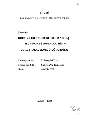 Luận văn nghiên cứu ứng dụng các kỹ thuật tách hợp để sàng lọc bệnh beta thalassemia ở cộng đồng
