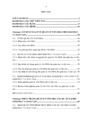 Luận án tiến sĩ kinh tế quản lý vốn oda các dự án tại bộ giáo dục và đào tạo việt nam