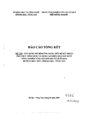 Luận văn xây dựng mô hình ứng dụng tiến bộ kỹ thuật phát huy tiềm năng và nâng cao hiệu quả sản xuất nông nghiệp vùng bán sơn địa xã suối rao huyện châu đức tỉnh bà rịa vũng tàu