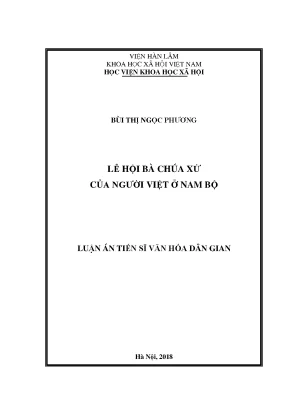 Luận án tiến sĩ lễ hội bà chúa xứ của người việt ở nam bộ