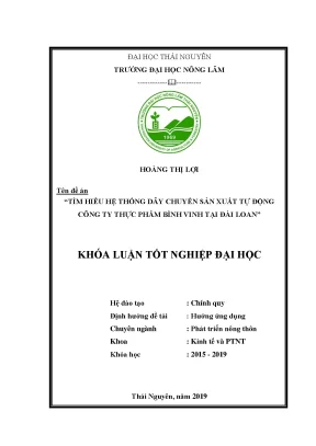 Luận văn tìm hiểu hệ thống dây chuyền sản xuất tự động công ty thực phẩm bình vinh đài loan