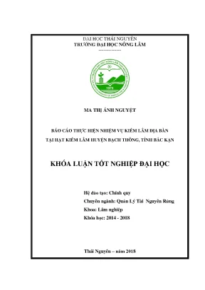 Luận văn báo cáo thực hiện nhiệm vụ kiểm lâm địa bàn tại hạt kiểm lâm huyện bạch thông tỉnh bắc kạn