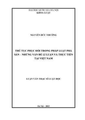 Luận văn thạc sĩ thủ tục phục hồi trong pháp luật phá sản ở việt nam