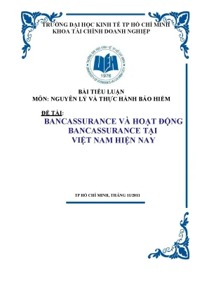 Luận văn tốt nghiệp bảo hiểm bancassurance và hoạt động bancassurance tại việt nam hiện nay 2012