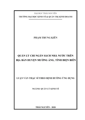 Luận văn thạc sĩ quản lý chi ngân sách nhà nước trên địa bàn huyện mường ảng tỉnh điện biên