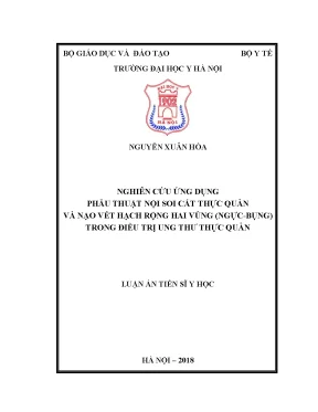 Luận án tiến sĩ nghiên cứu ứng dụng phẫu thuật nội soi cắt thực quản và nạo vét hạch rộng hai vùng ngực bụng trong điều trị ung thư thực quản