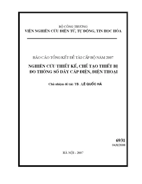 Luận văn nghiên cứu thiết kế chế tạo thiết bị đo thông số dây cáp điện điện thoại